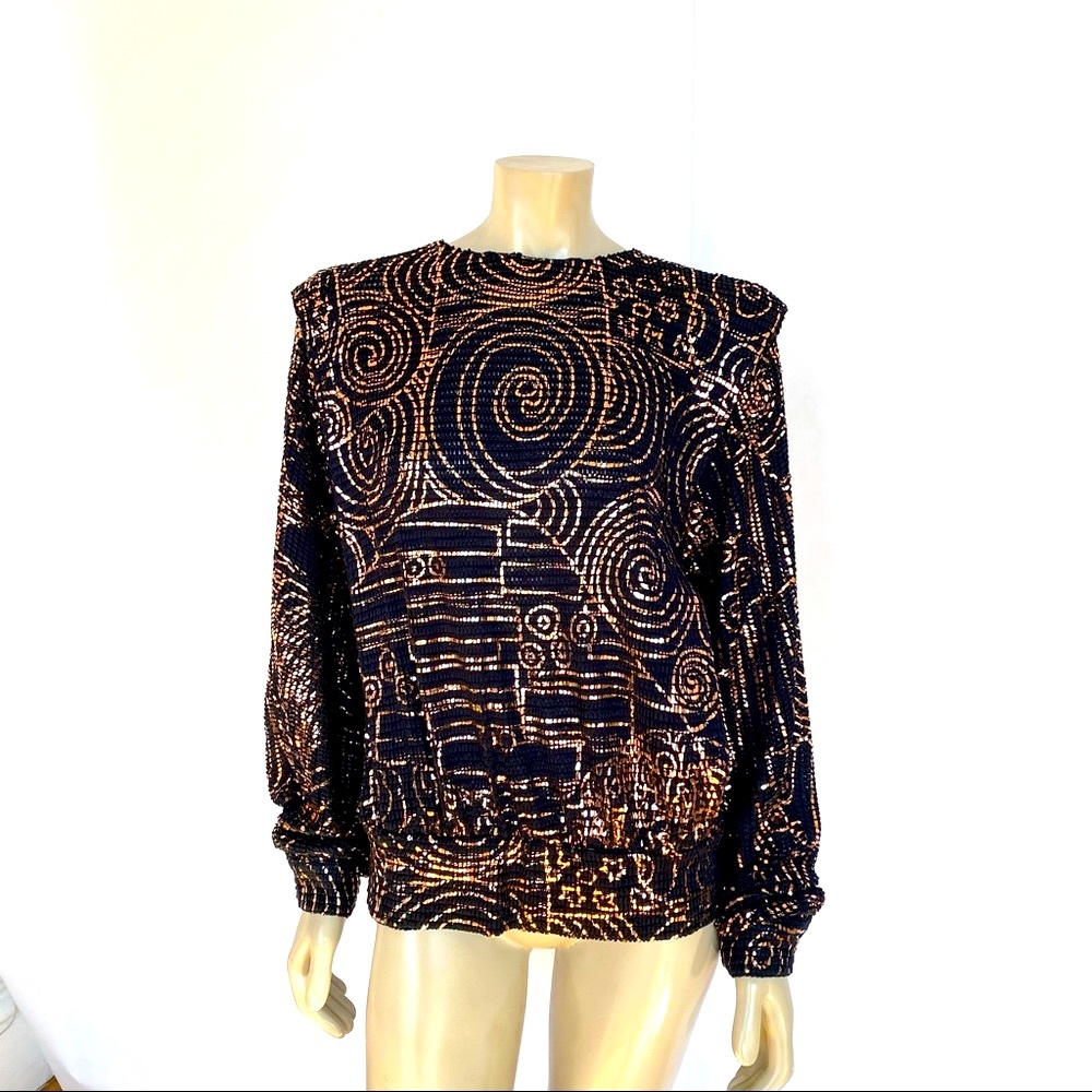 FINK Vintage 1980s black and bronze Blouse
